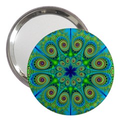 Peacock Mandala Kaleidoscope Arabesque Pattern 3  Handbag Mirrors by SpinnyChairDesigns