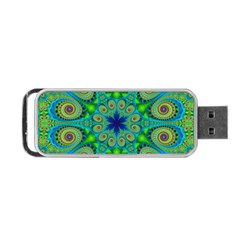 Peacock Mandala Kaleidoscope Arabesque Pattern Portable Usb Flash (one Side) by SpinnyChairDesigns