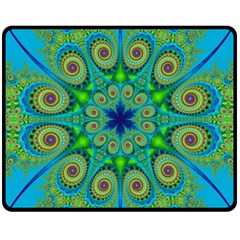 Peacock Mandala Kaleidoscope Arabesque Pattern Double Sided Fleece Blanket (medium)  by SpinnyChairDesigns