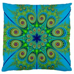 Peacock Mandala Kaleidoscope Arabesque Pattern Large Flano Cushion Case (two Sides) by SpinnyChairDesigns