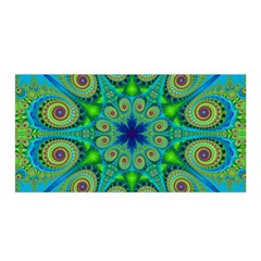 Peacock Mandala Kaleidoscope Arabesque Pattern Satin Wrap by SpinnyChairDesigns