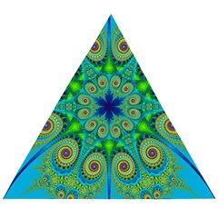 Peacock Mandala Kaleidoscope Arabesque Pattern Wooden Puzzle Triangle by SpinnyChairDesigns