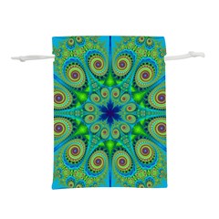 Peacock Mandala Kaleidoscope Arabesque Pattern Lightweight Drawstring Pouch (m) by SpinnyChairDesigns