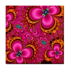 Abstract Pink Gold Floral Print Pattern Tile Coaster by SpinnyChairDesigns