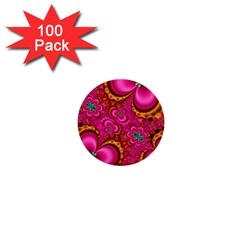 Abstract Pink Gold Floral Print Pattern 1  Mini Buttons (100 Pack)  by SpinnyChairDesigns