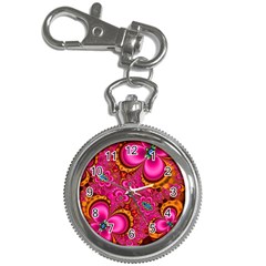 Abstract Pink Gold Floral Print Pattern Key Chain Watches by SpinnyChairDesigns