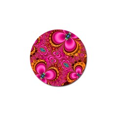 Abstract Pink Gold Floral Print Pattern Golf Ball Marker by SpinnyChairDesigns