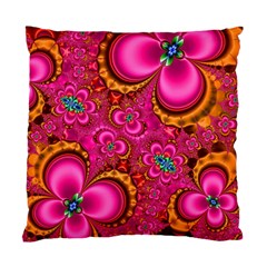 Abstract Pink Gold Floral Print Pattern Standard Cushion Case (one Side) by SpinnyChairDesigns