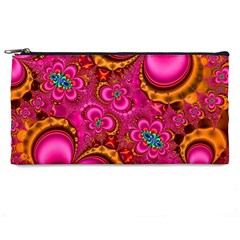 Abstract Pink Gold Floral Print Pattern Pencil Case by SpinnyChairDesigns