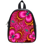 Abstract Pink Gold Floral Print Pattern School Bag (Small) Front