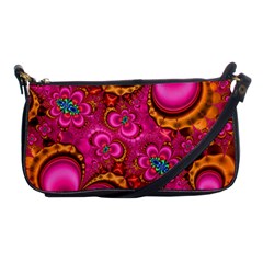 Abstract Pink Gold Floral Print Pattern Shoulder Clutch Bag by SpinnyChairDesigns