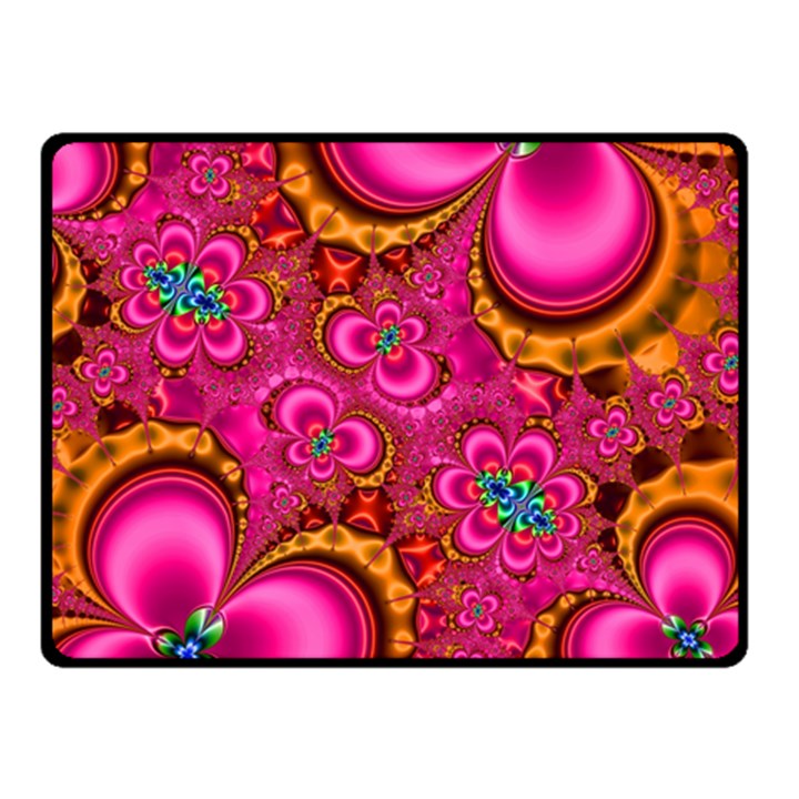 Abstract Pink Gold Floral Print Pattern Fleece Blanket (Small)