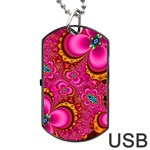 Abstract Pink Gold Floral Print Pattern Dog Tag USB Flash (Two Sides) Front