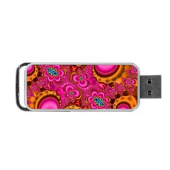 Abstract Pink Gold Floral Print Pattern Portable Usb Flash (one Side) by SpinnyChairDesigns