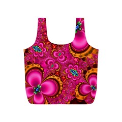 Abstract Pink Gold Floral Print Pattern Full Print Recycle Bag (s) by SpinnyChairDesigns