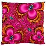 Abstract Pink Gold Floral Print Pattern Standard Flano Cushion Case (One Side) Front