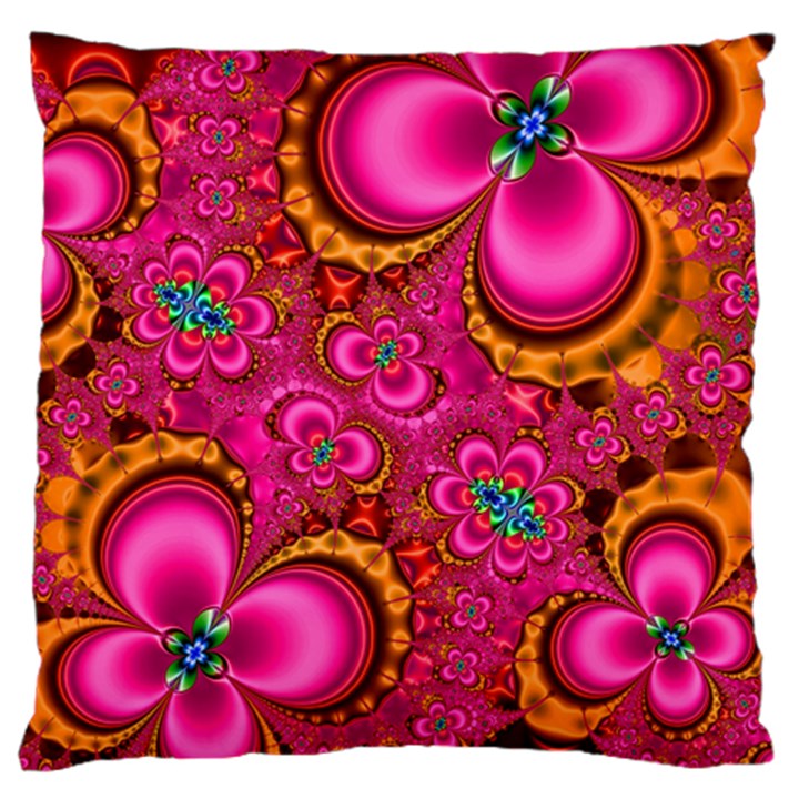 Abstract Pink Gold Floral Print Pattern Standard Flano Cushion Case (One Side)