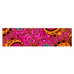 Abstract Pink Gold Floral Print Pattern Satin Scarf (oblong) by SpinnyChairDesigns