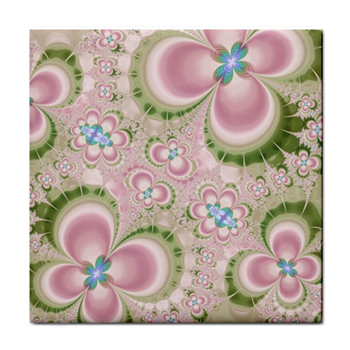 Pastel Pink Abstract Floral Print Pattern Tile Coaster