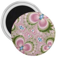 Pastel Pink Abstract Floral Print Pattern 3  Magnets by SpinnyChairDesigns