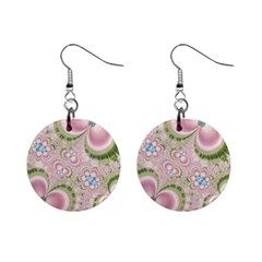 Pastel Pink Abstract Floral Print Pattern Mini Button Earrings by SpinnyChairDesigns