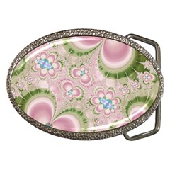 Pastel Pink Abstract Floral Print Pattern Belt Buckles by SpinnyChairDesigns