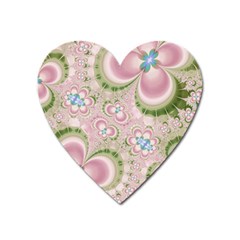 Pastel Pink Abstract Floral Print Pattern Heart Magnet by SpinnyChairDesigns