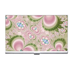 Pastel Pink Abstract Floral Print Pattern Business Card Holder by SpinnyChairDesigns