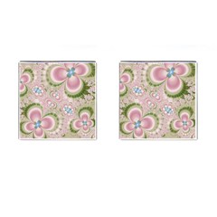 Pastel Pink Abstract Floral Print Pattern Cufflinks (square) by SpinnyChairDesigns