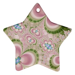 Pastel Pink Abstract Floral Print Pattern Star Ornament (two Sides) by SpinnyChairDesigns