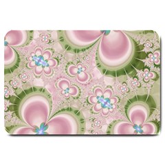 Pastel Pink Abstract Floral Print Pattern Large Doormat  by SpinnyChairDesigns