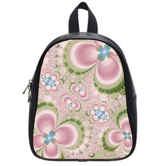 Pastel Pink Abstract Floral Print Pattern School Bag (small) by SpinnyChairDesigns