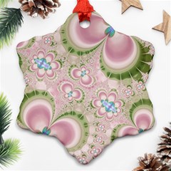 Pastel Pink Abstract Floral Print Pattern Snowflake Ornament (two Sides) by SpinnyChairDesigns