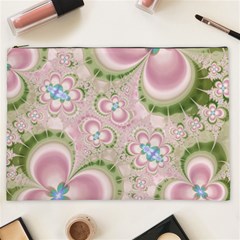 Pastel Pink Abstract Floral Print Pattern Cosmetic Bag (xxl) by SpinnyChairDesigns