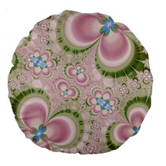 Pastel Pink Abstract Floral Print Pattern Large 18  Premium Round Cushions by SpinnyChairDesigns