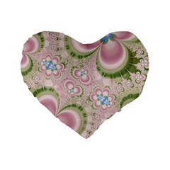 Pastel Pink Abstract Floral Print Pattern Standard 16  Premium Flano Heart Shape Cushions by SpinnyChairDesigns