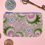 Pastel Pink Abstract Floral Print Pattern Large Coin Purse Front