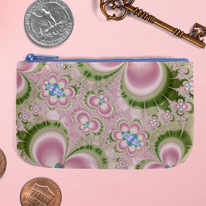 Pastel Pink Abstract Floral Print Pattern Large Coin Purse