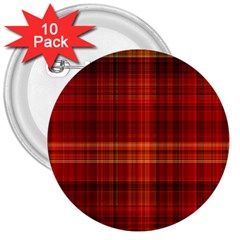 Red Brown Orange Plaid Pattern 3  Buttons (10 Pack)  by SpinnyChairDesigns