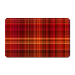 Red Brown Orange Plaid Pattern Magnet (rectangular) by SpinnyChairDesigns