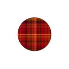 Red Brown Orange Plaid Pattern Golf Ball Marker (4 Pack) by SpinnyChairDesigns