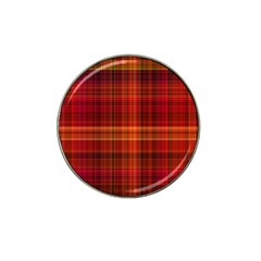 Red Brown Orange Plaid Pattern Hat Clip Ball Marker (4 Pack) by SpinnyChairDesigns