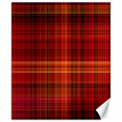 Red Brown Orange Plaid Pattern Canvas 8  X 10  by SpinnyChairDesigns