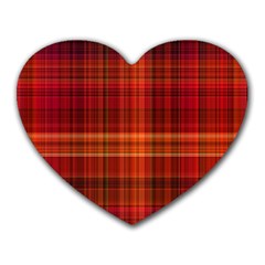 Red Brown Orange Plaid Pattern Heart Mousepads