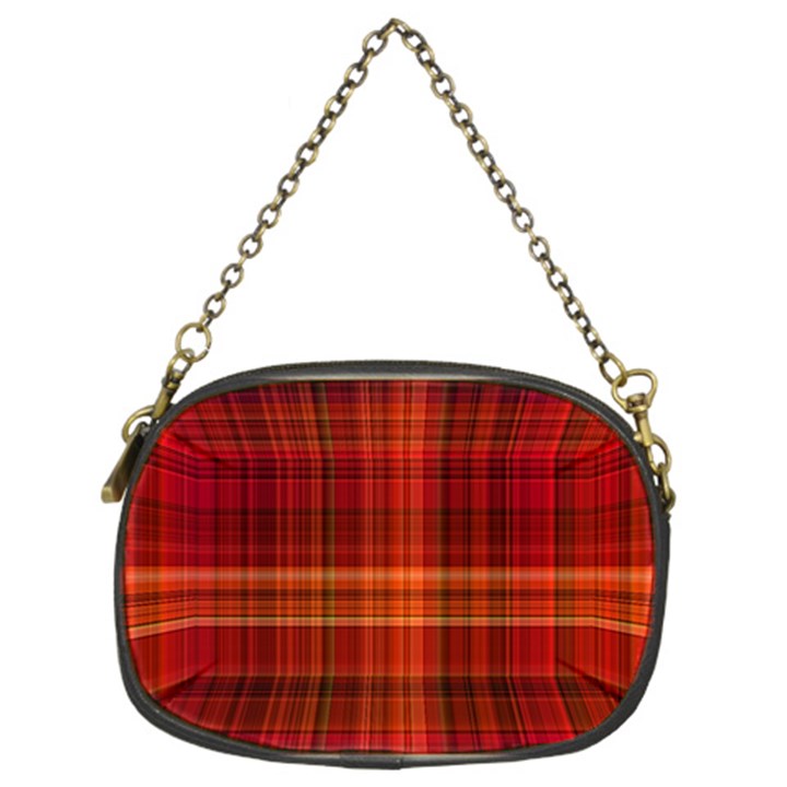 Red Brown Orange Plaid Pattern Chain Purse (Two Sides)