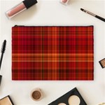 Red Brown Orange Plaid Pattern Cosmetic Bag (Large) Front