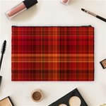 Red Brown Orange Plaid Pattern Cosmetic Bag (Large) Back