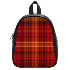 Red Brown Orange Plaid Pattern School Bag (small) by SpinnyChairDesigns