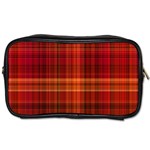 Red Brown Orange Plaid Pattern Toiletries Bag (One Side) Front