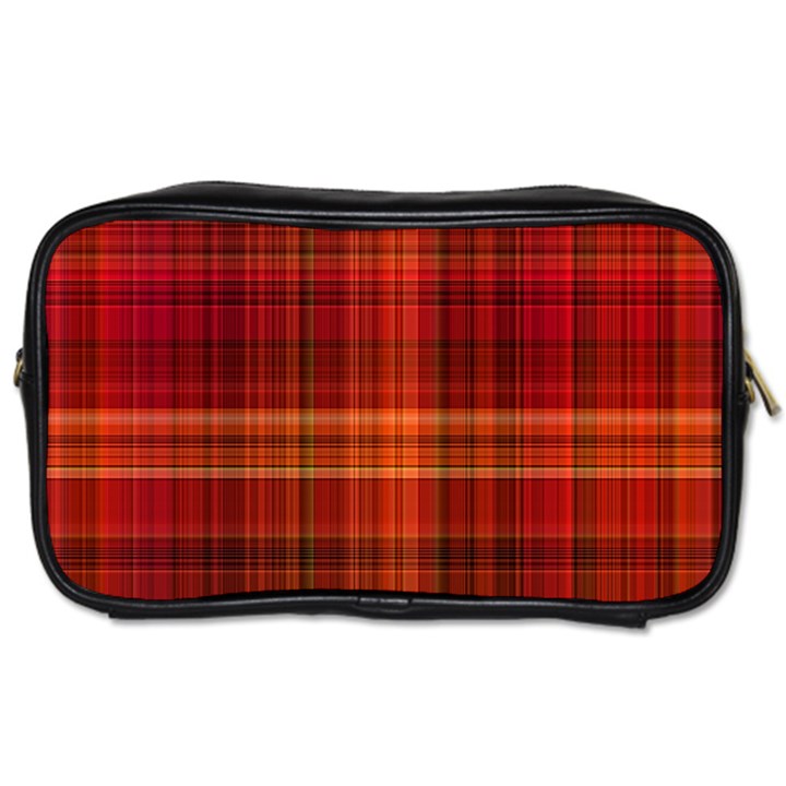 Red Brown Orange Plaid Pattern Toiletries Bag (One Side)